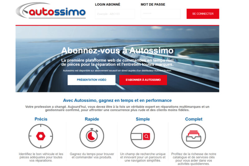 Autossimo public : ce que permet la page d’accueil d'Autossimo